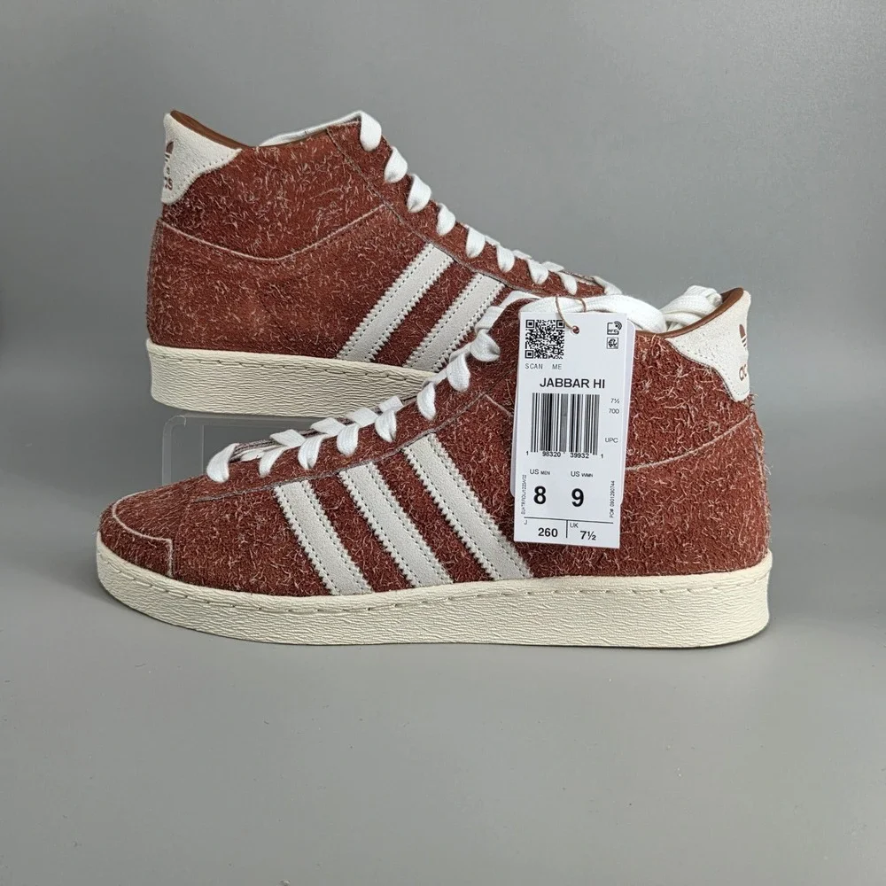 Adidas Jabbar Hi‎ Mens 8 Burnt Orange Hairy Suede High Top Sneakers Retro Sporty
